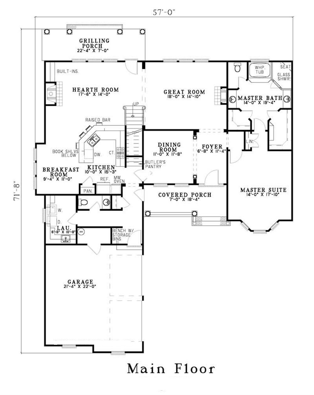 Floor Plan First Story of Craftsman Plan #153-1468